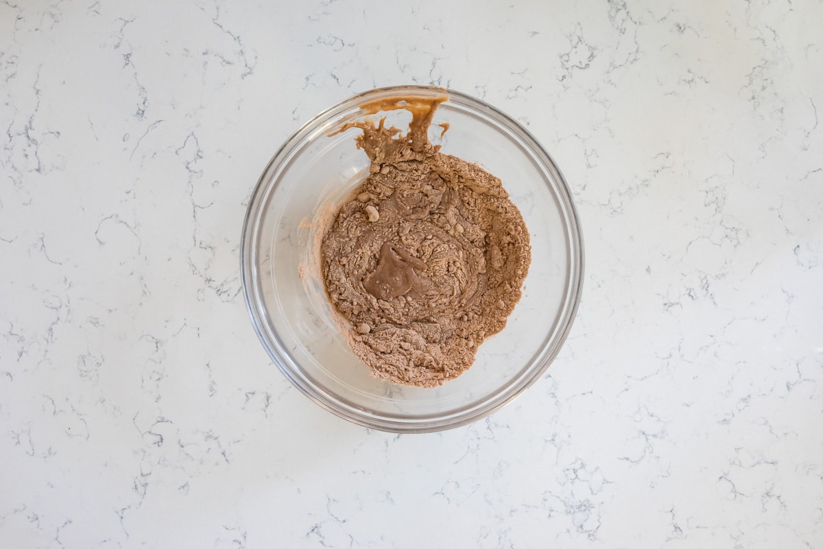 process shot of brownie batter ice cream.