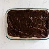 process shot of peanut butter chocolate lasagna.