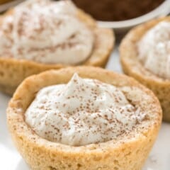 tiramisu in a cookie that shaped like a small cup.