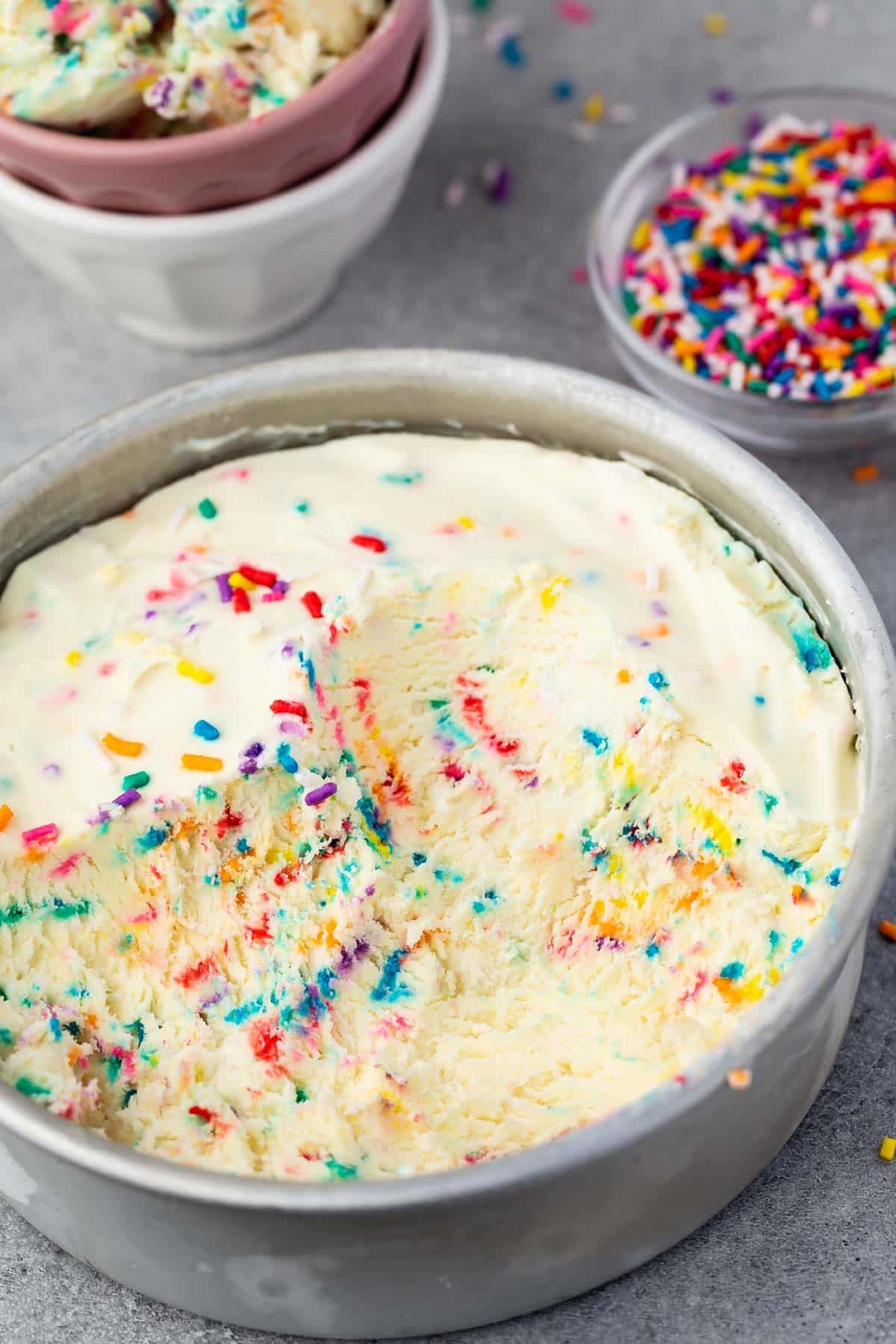 process shot of cake batter ice cream.