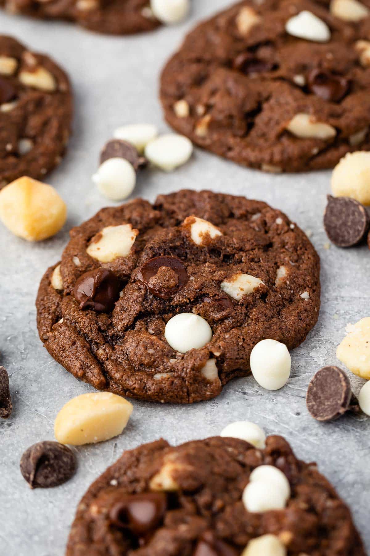 cookies with chocolate chips and macadamia nuts baked in.