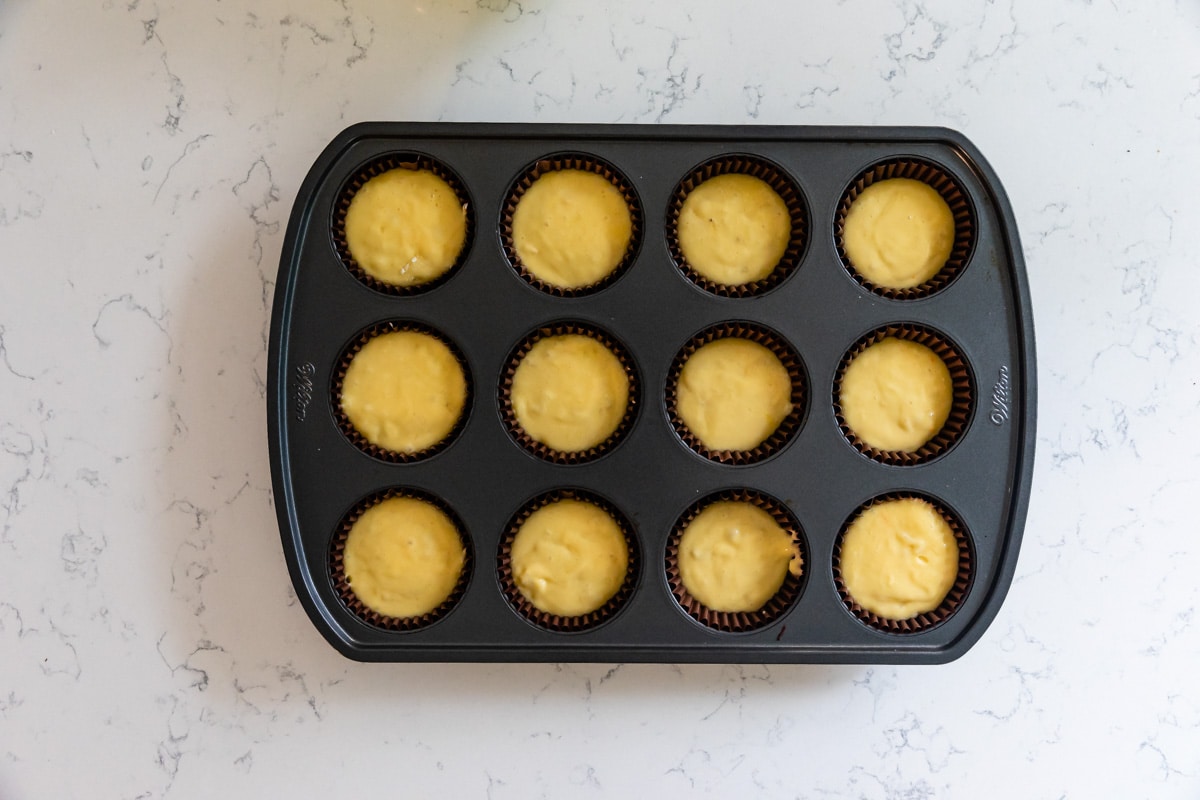 process shot of banana cupcakes