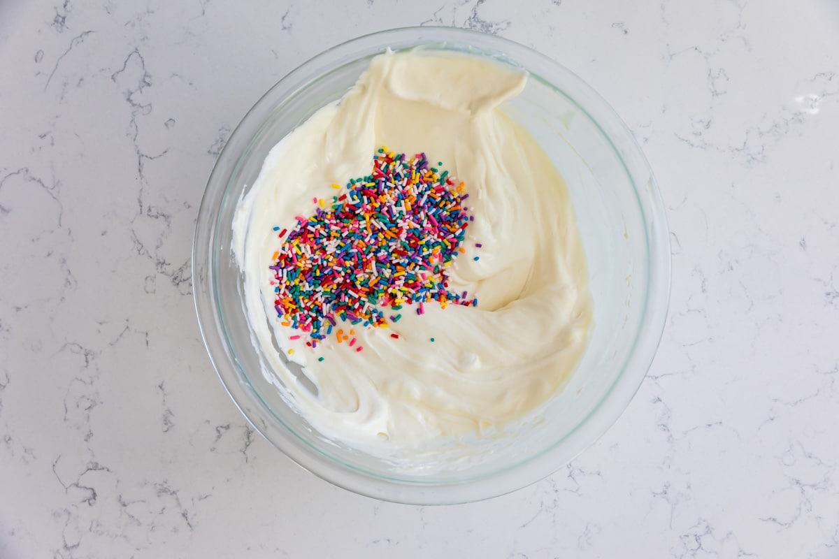 process shot of cake batter ice cream.