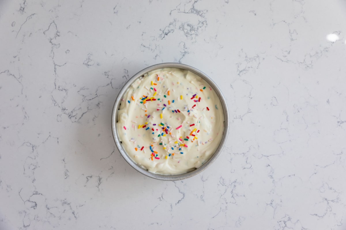 process shot of cake batter ice cream.