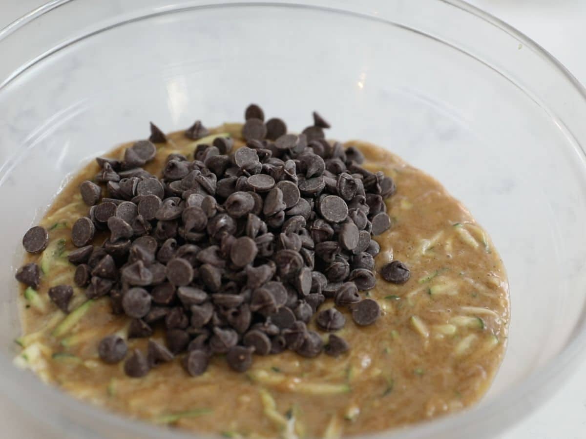bowl with batter and chocolate chips