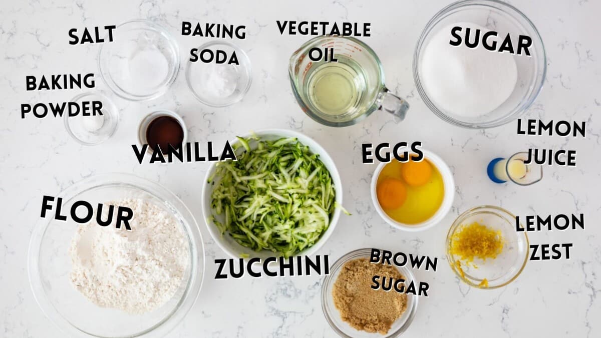 ingredients in lemon zucchini bread.