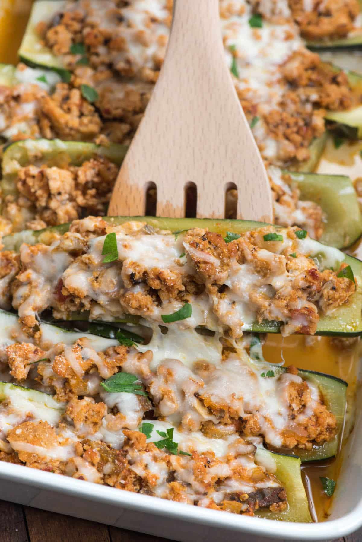 zucchini with meat and cheese inside.