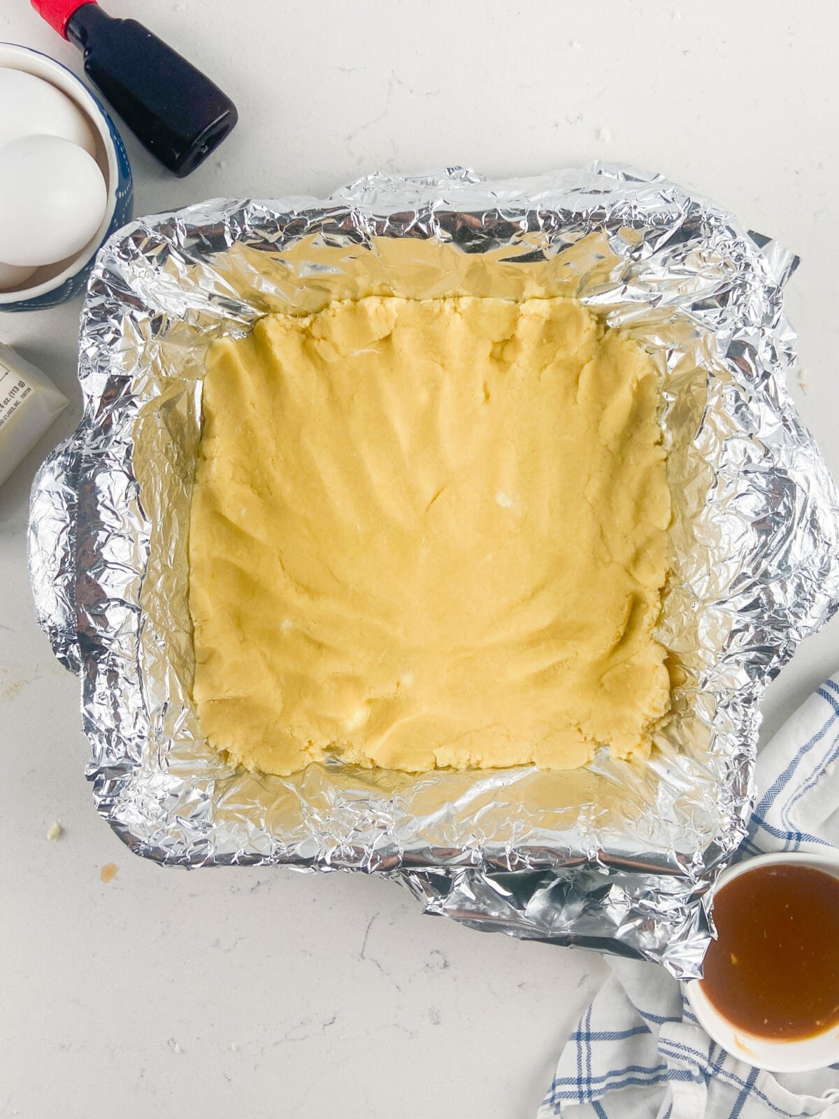 process shot of dulce de leche bars.