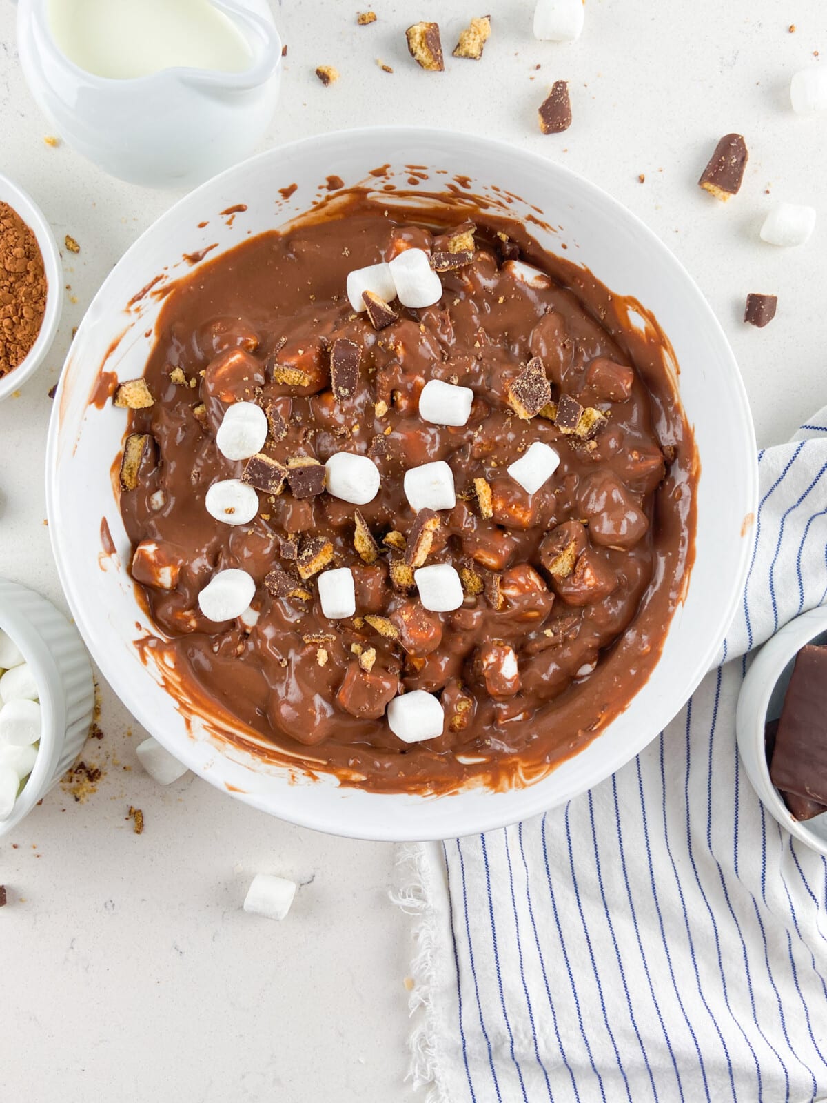 process shot of s'mores pudding.