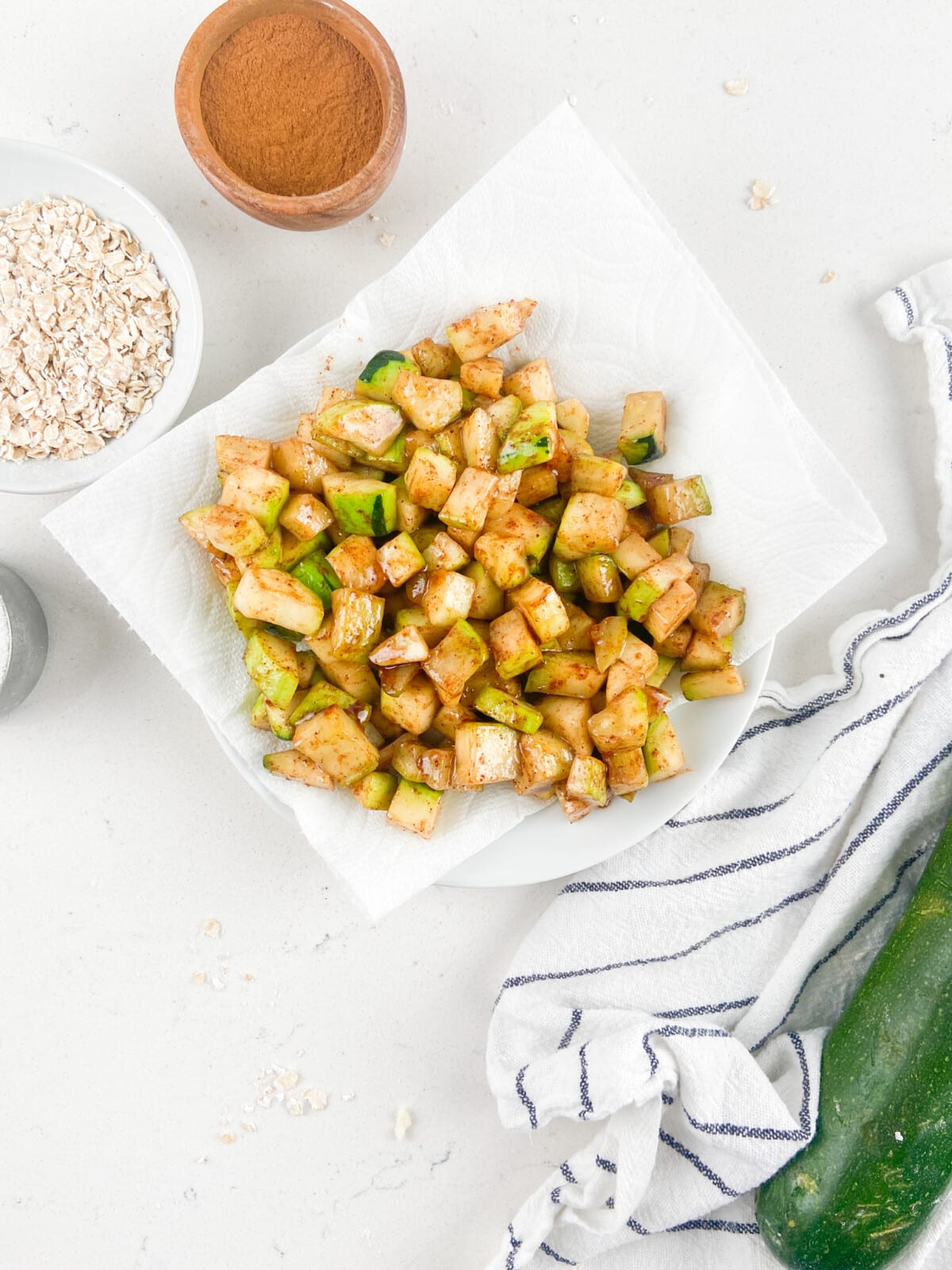 process shot of zucchini pie bars.