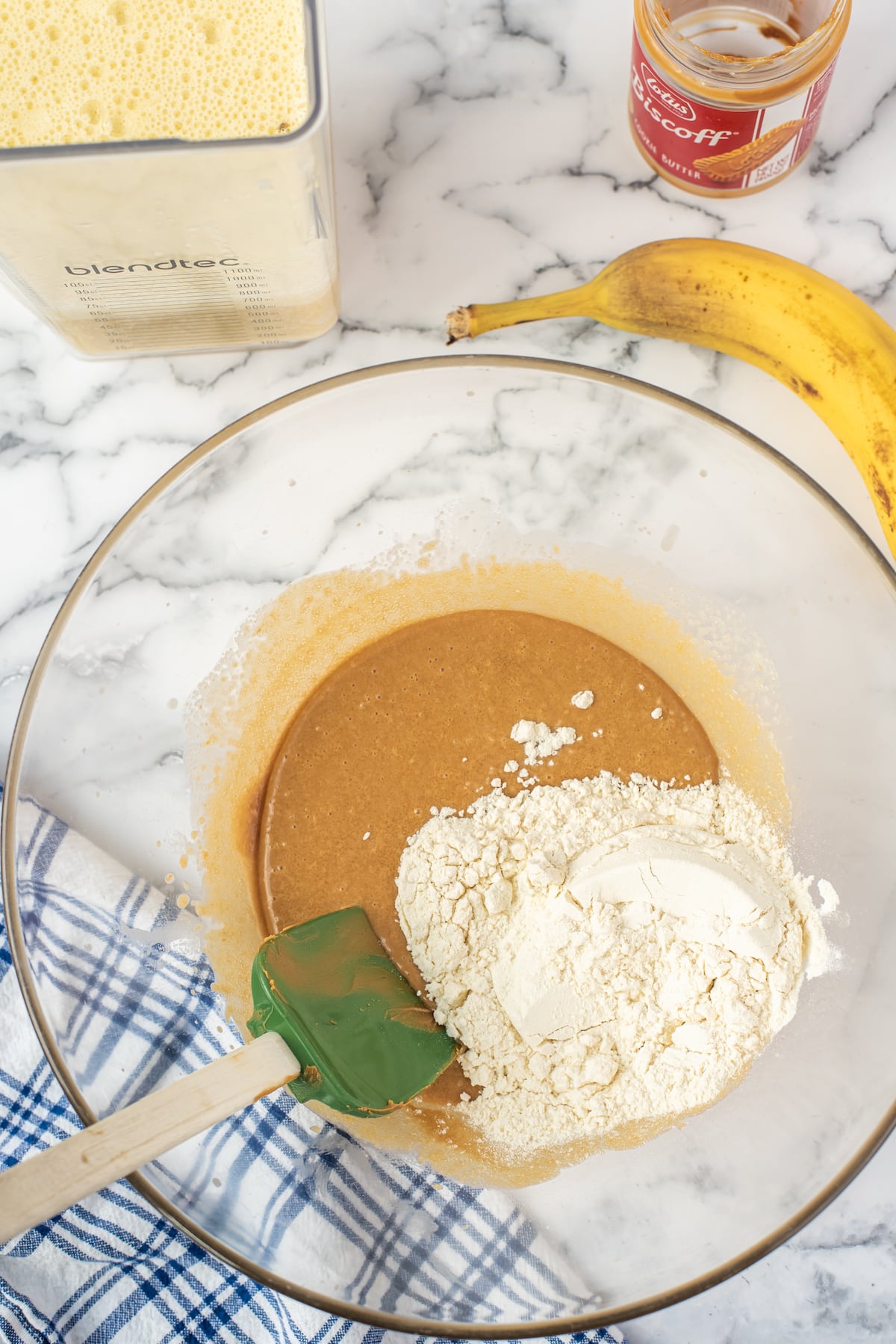 process shot of banana bread.