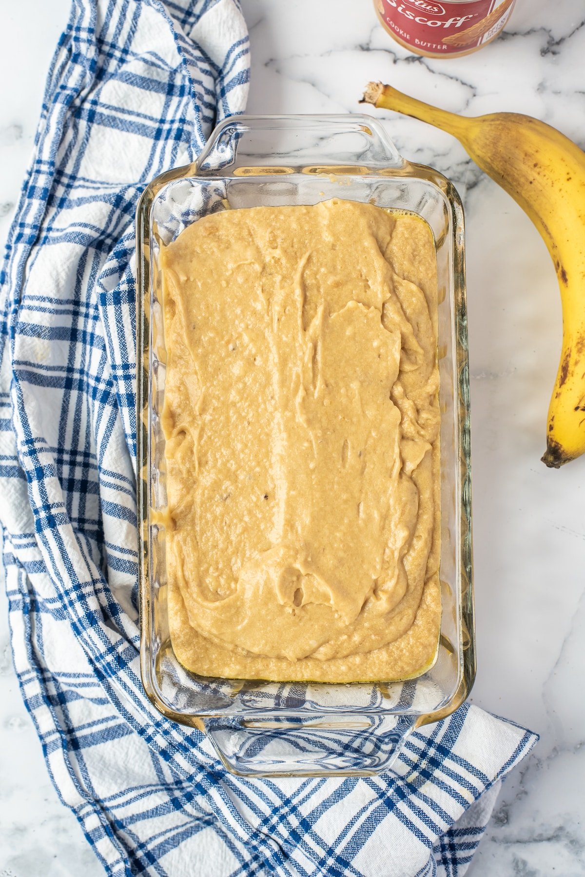 process shot of banana bread.