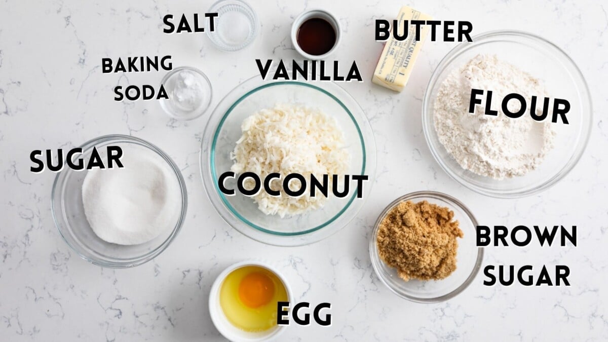 ingredients in coconut cookies.