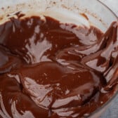 ganache in a clear glass bowl.