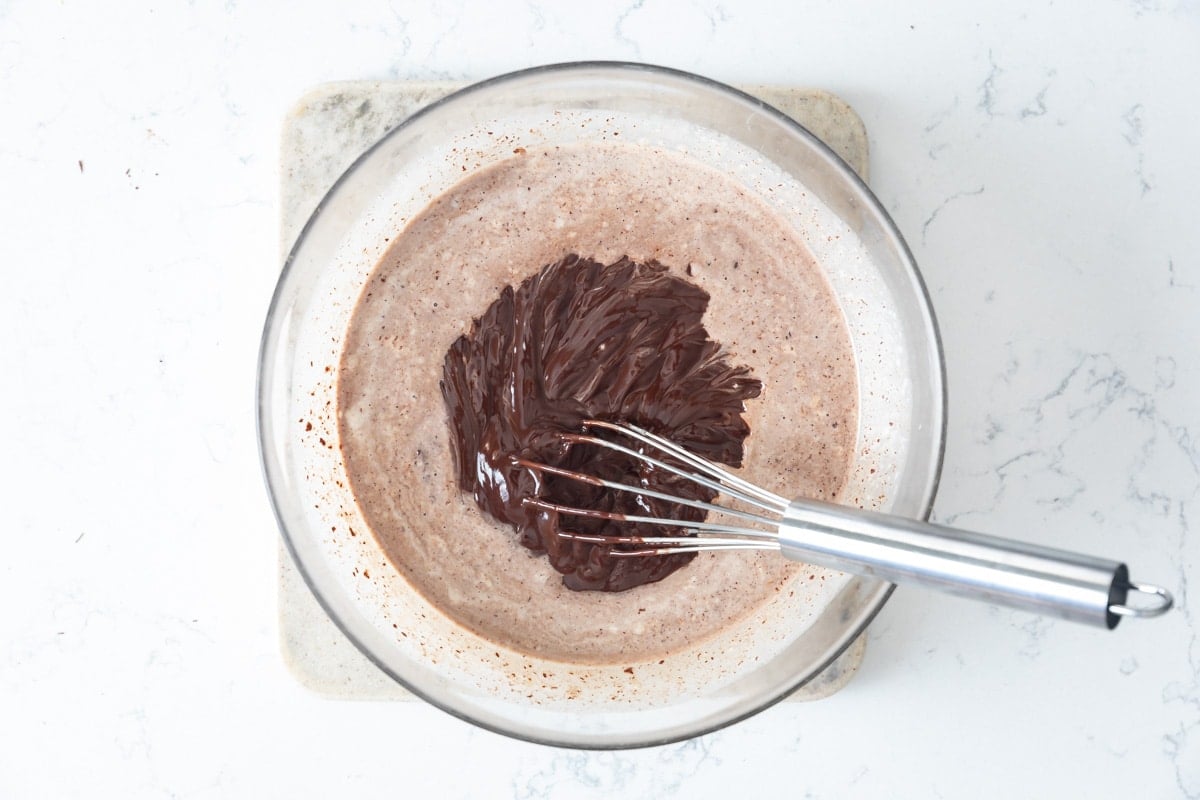 process shot of making ganache.