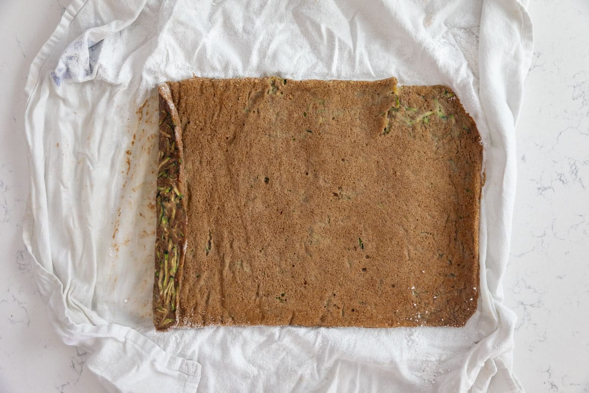 process shot of zucchini cake roll.