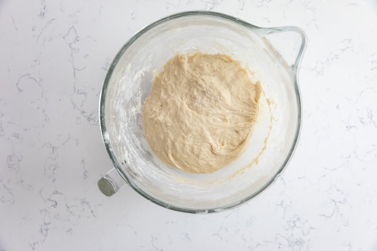 process shot of zucchini cinnamon rolls.