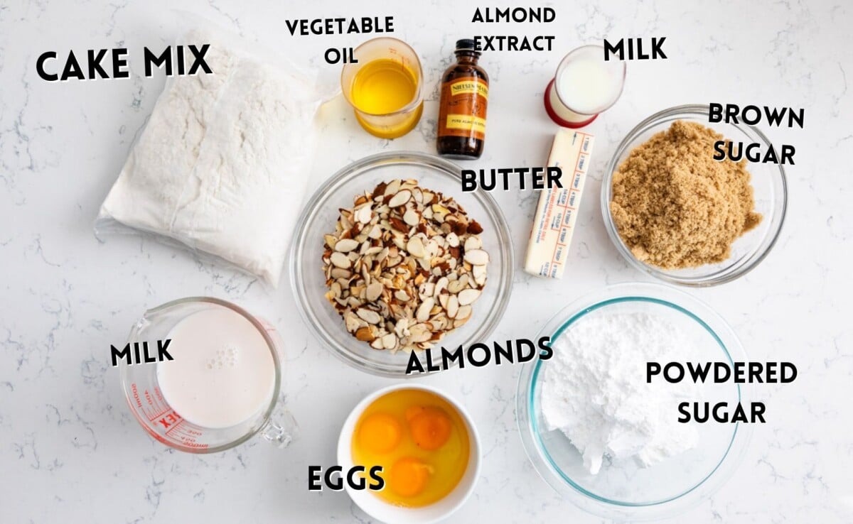 ingredients laid out in the almond cupcakes.
