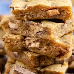 stacked blondies with toffee bits baked in.