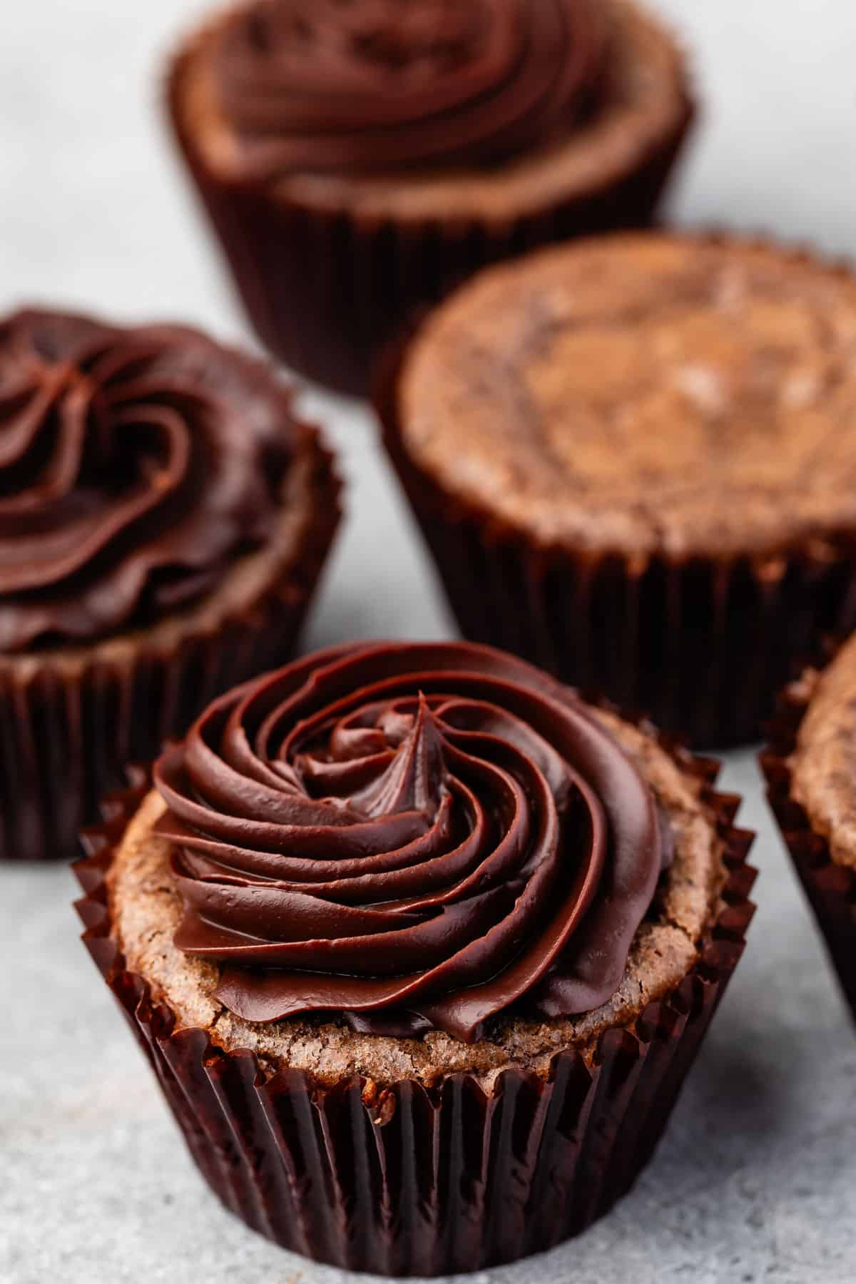 cupcakes with piped ganache frosting