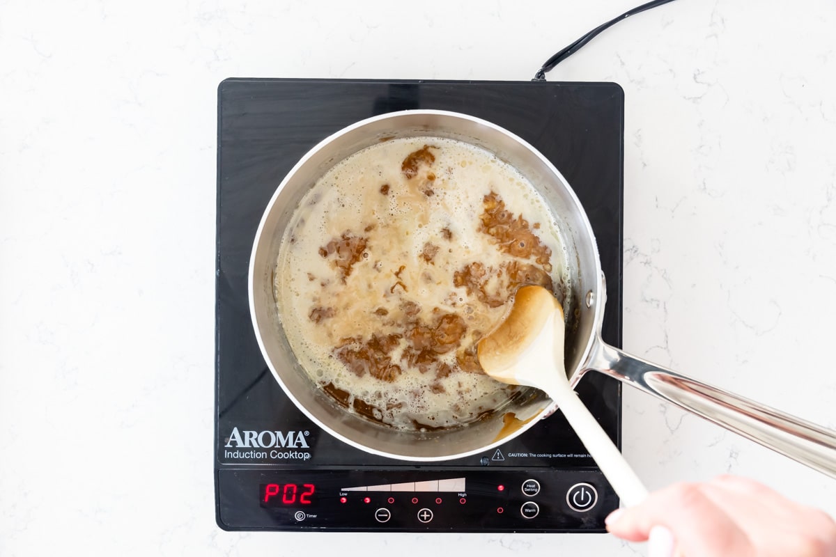 Process shot of almond cupcakes.