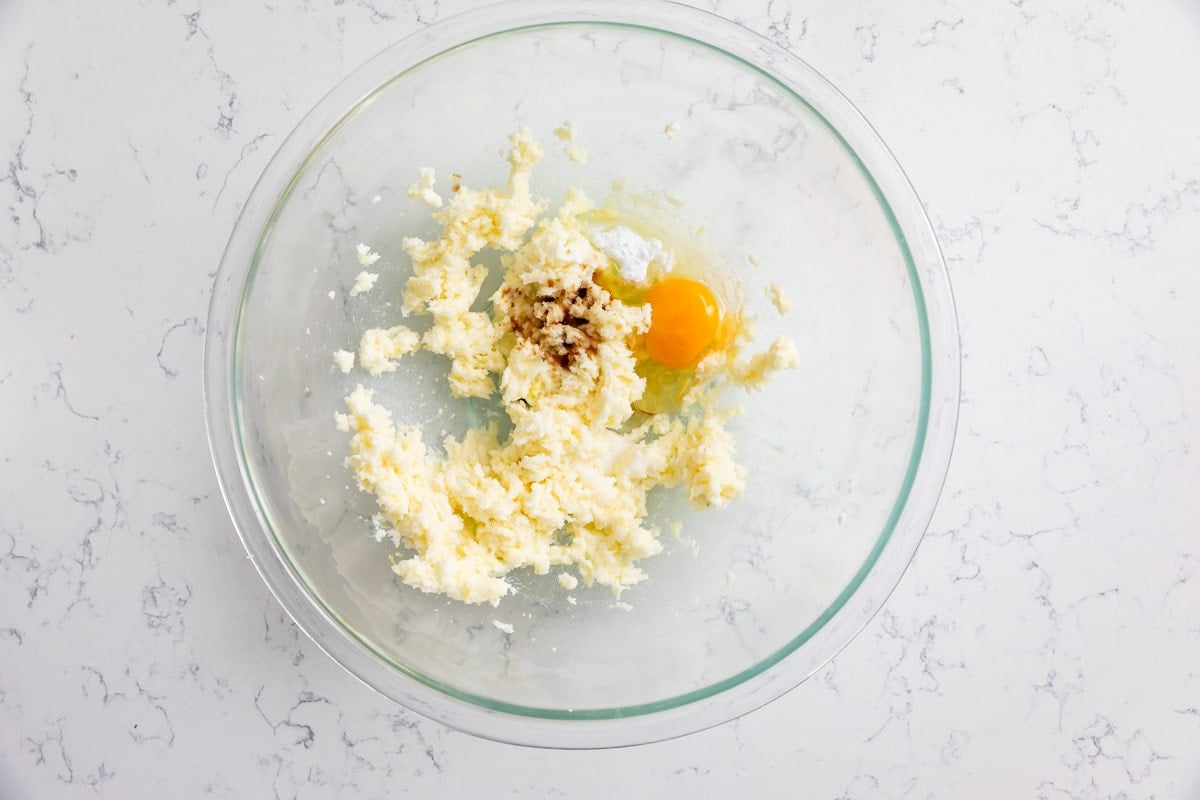 process shot of making lemon pudding cookies.