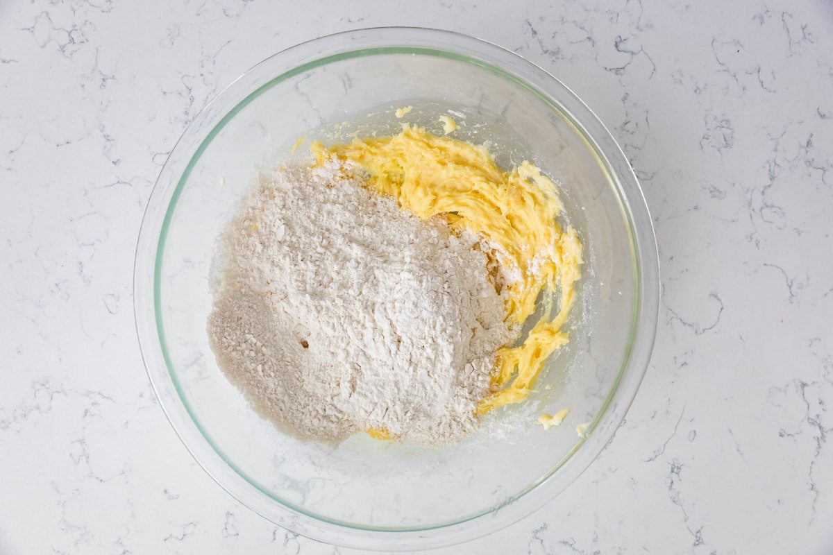 process shot of making lemon pudding cookies.