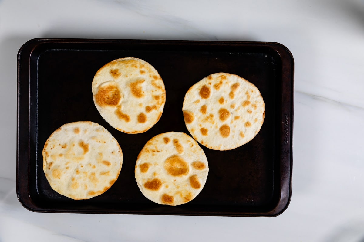 process shot of mexican pizza.