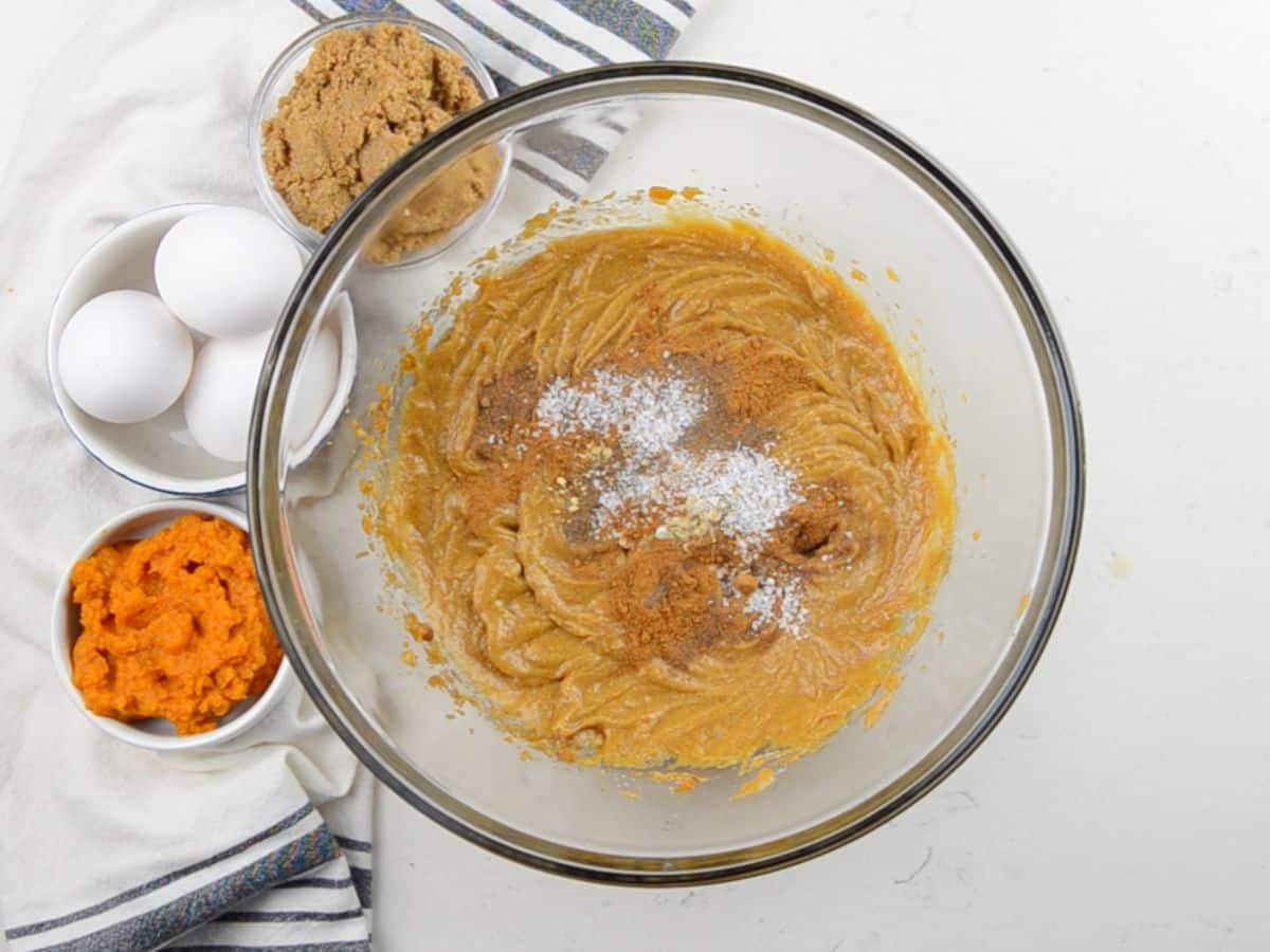 process shot of pumpkin Brookies.