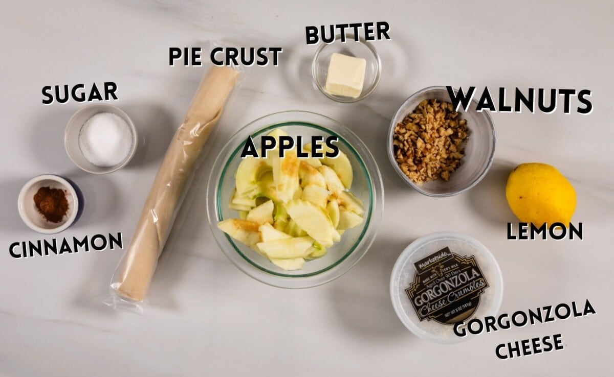 ingredients in apple gorgonzola crostata.