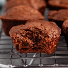 brownie bites layered on a drying wrack.