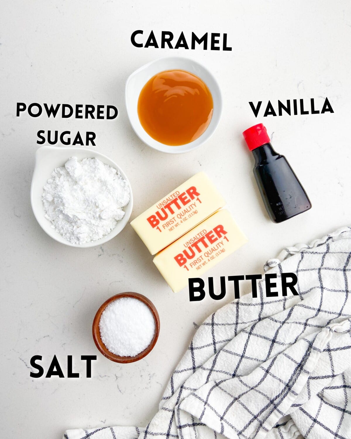 ingredients in caramel frosting.