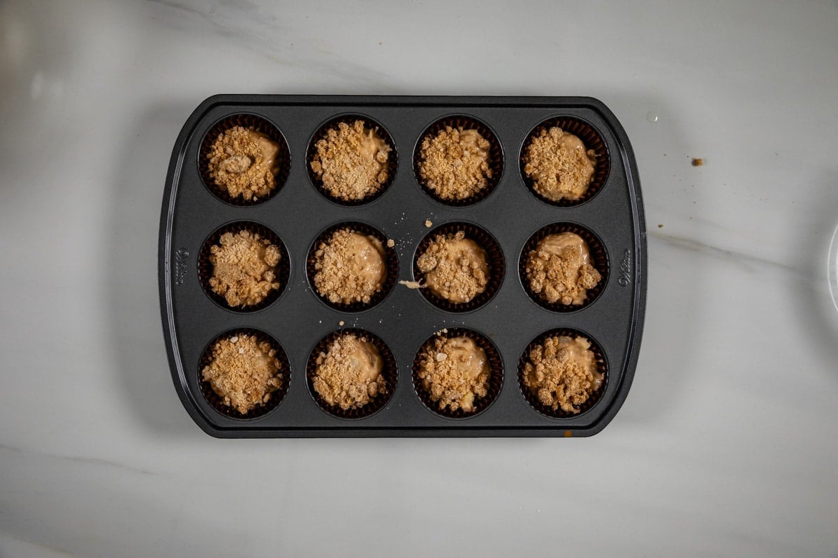 process shot of apple muffins.