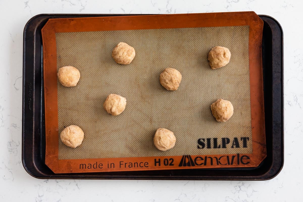 process shot of pumpkin spice snickerdoodles.