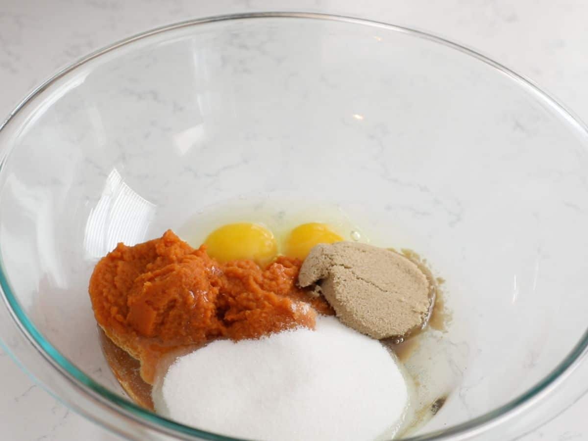 process shot of pumpkin bread.