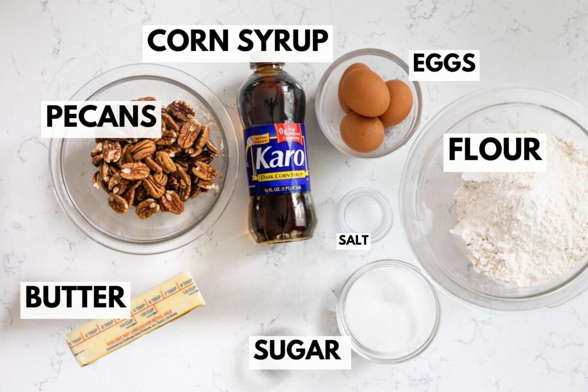 Ingredients in pecan pie bars