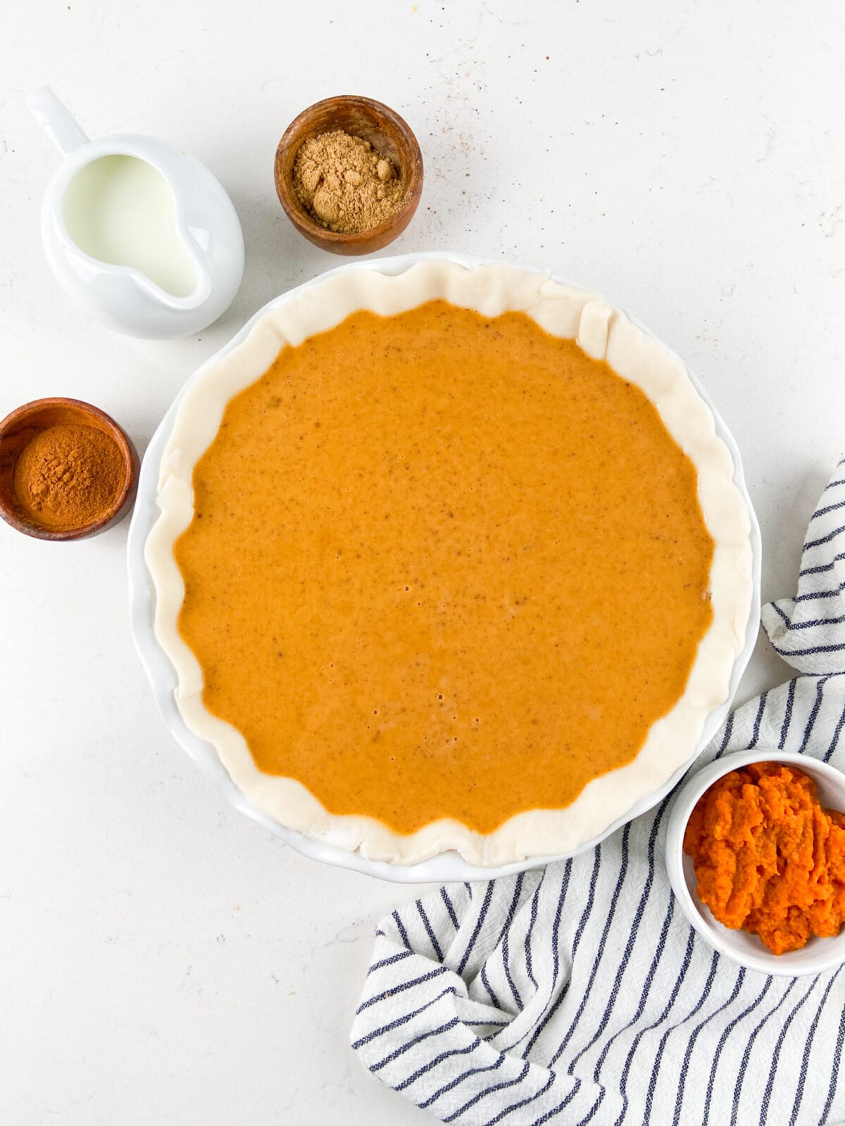 process shot of chocolate chip pumpkin pie.