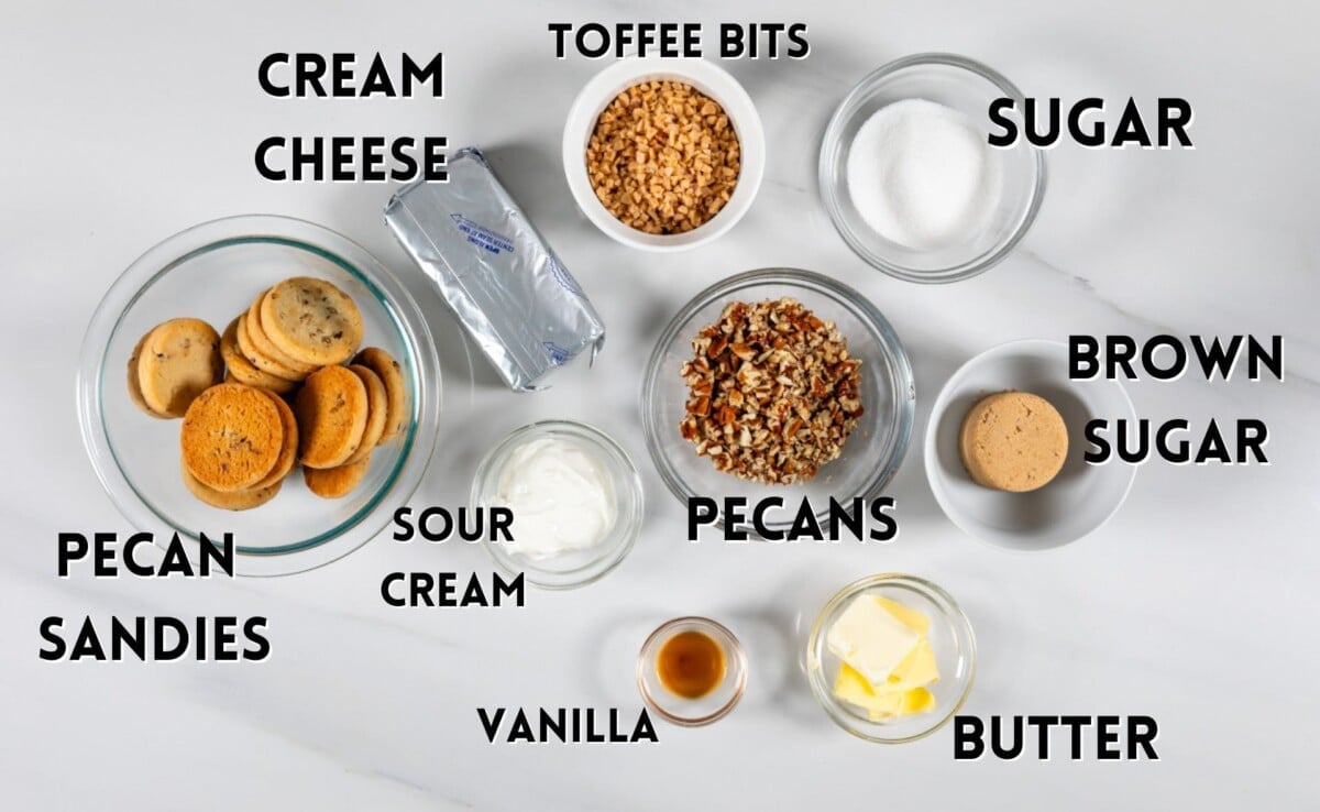 ingredients in pecan pie cheesecakes.