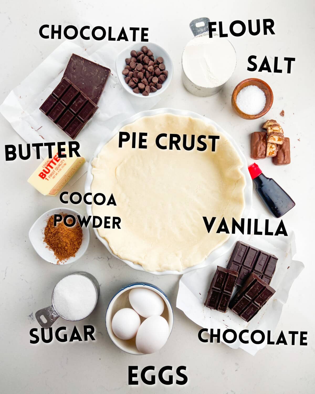 ingredients in candy bar pie.