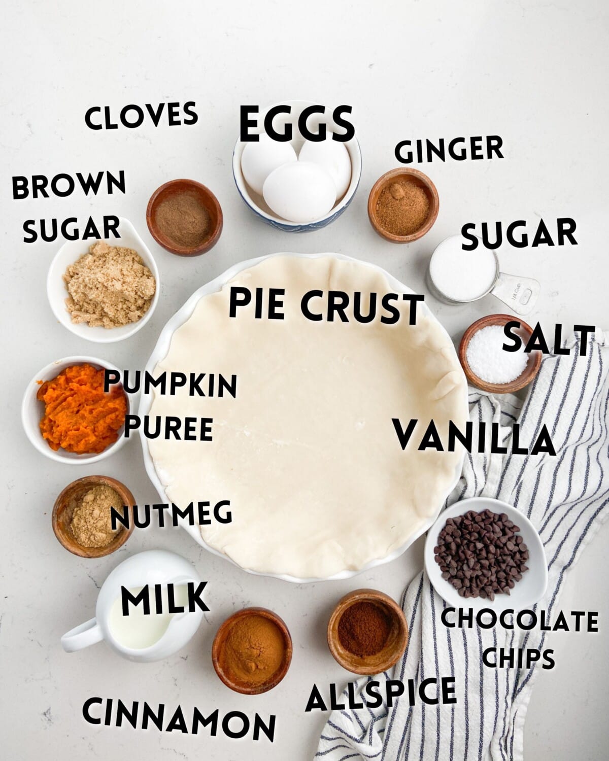 ingredients in chocolate chip pumpkin pie.