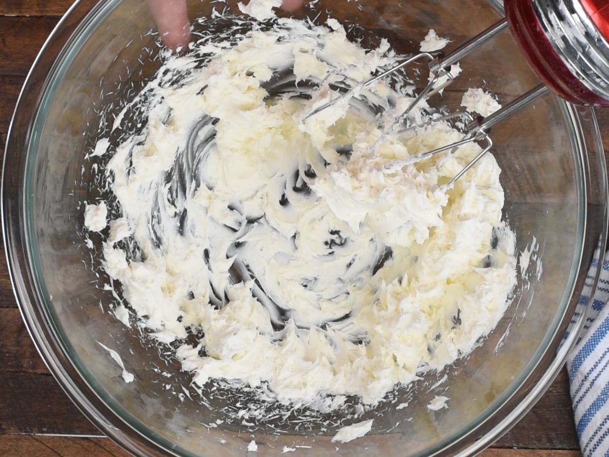 process shot of French silk pie.