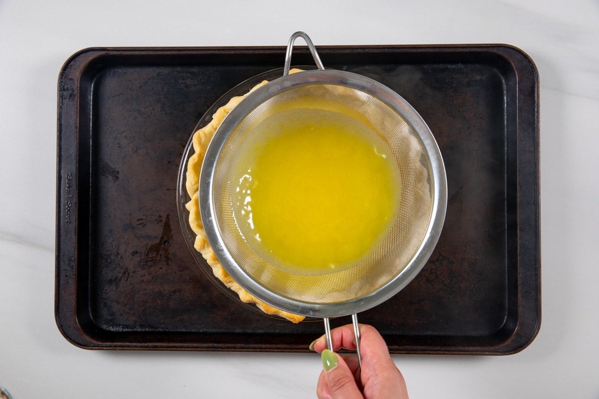 process shot of making lemon meringue pie.