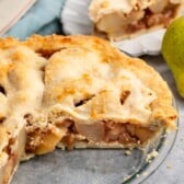 sliced pie with pears stuffed inside.