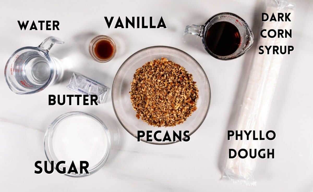 ingredients in pecan baklava.