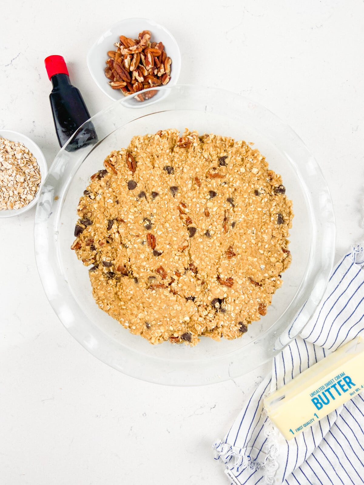 PIE PLATE with cookie dough inside