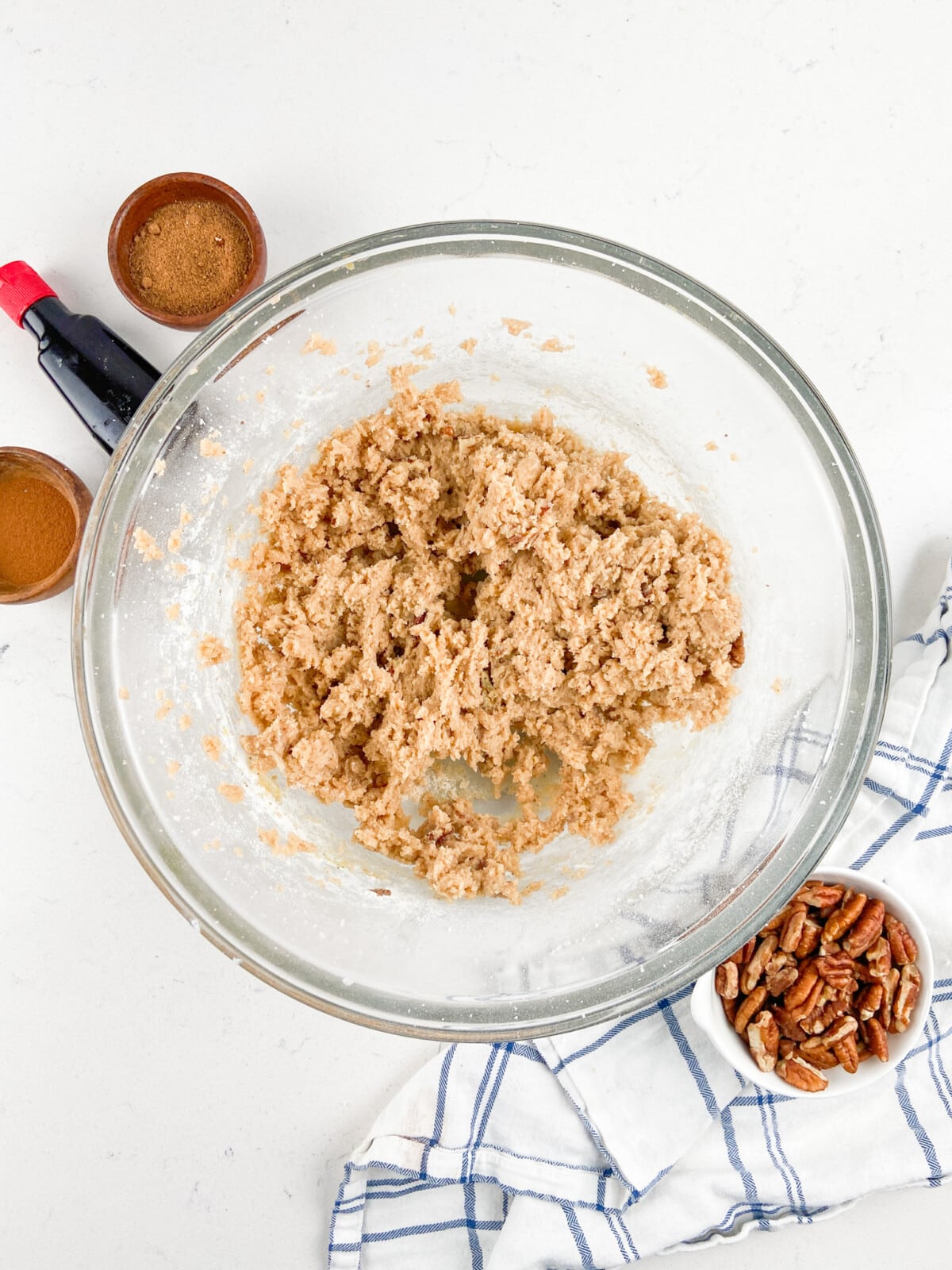 process shot of cinnamon pecan cookies.