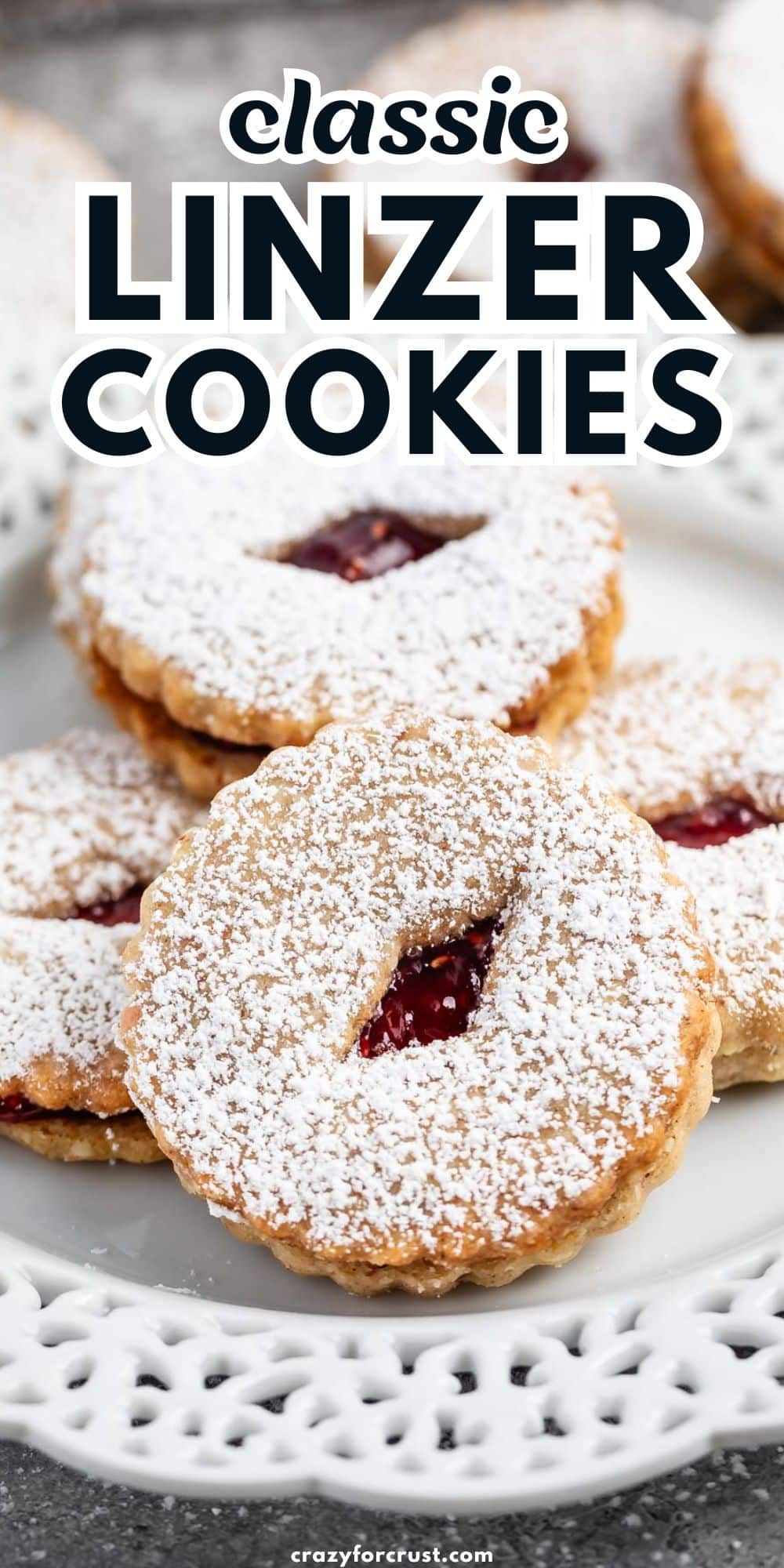 liner cookies on white plate with words on photo