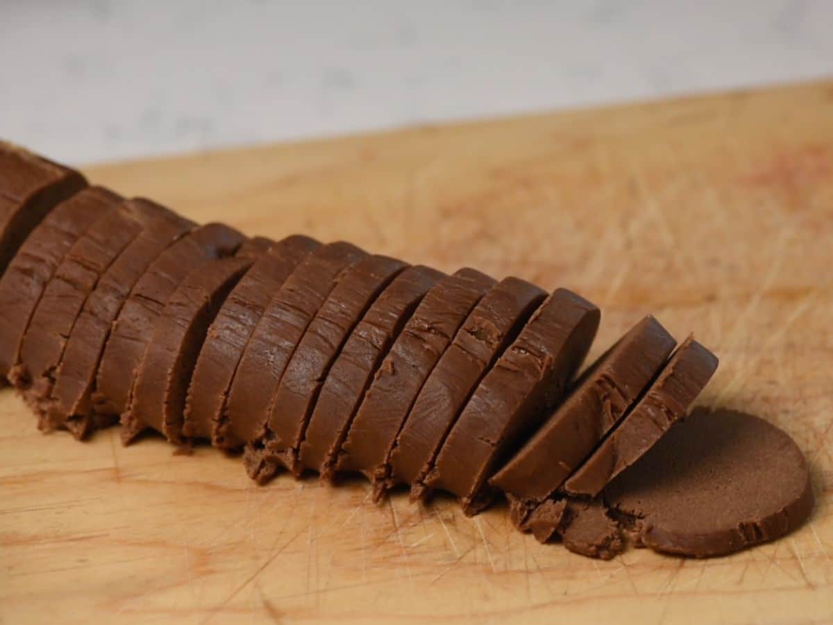 process shot of chocolate peanut butter cookies.