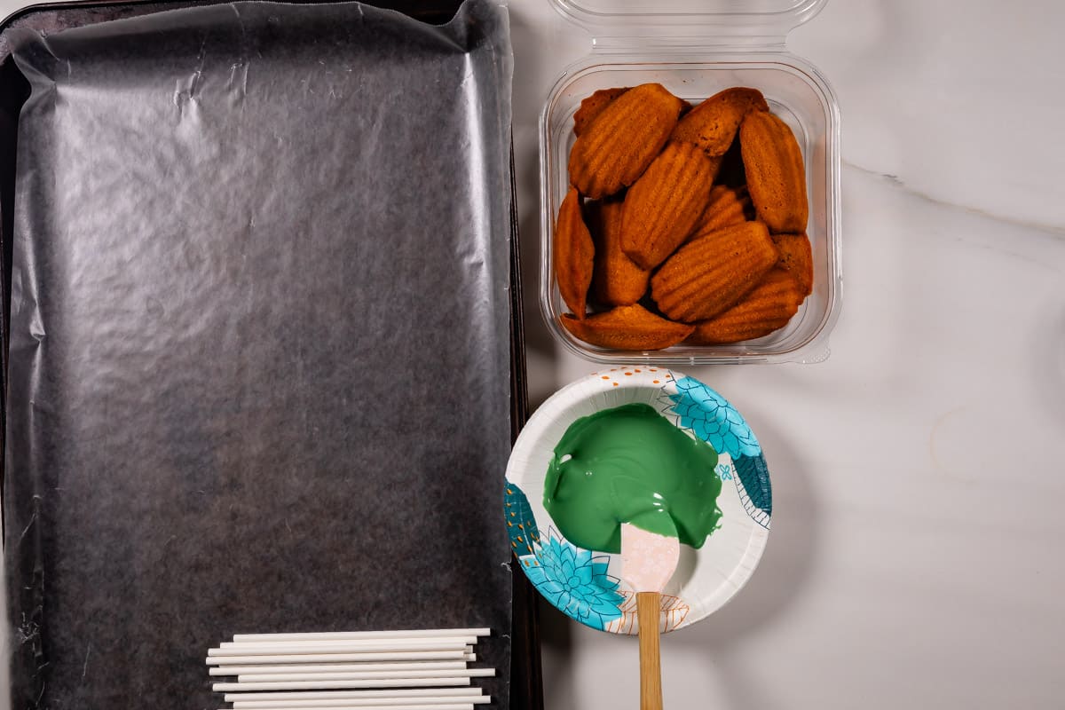 process shot of holly madeleines being made.