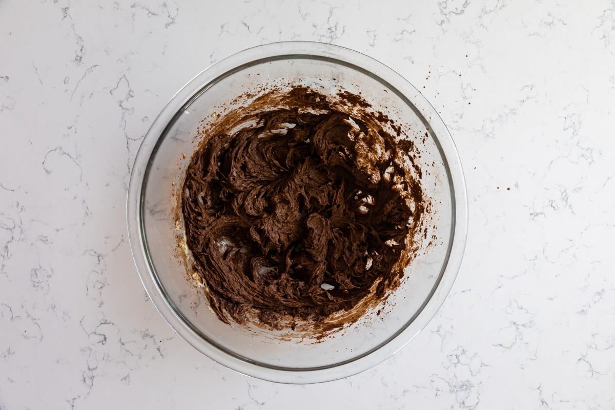 bowl of chocolate cookie dough.